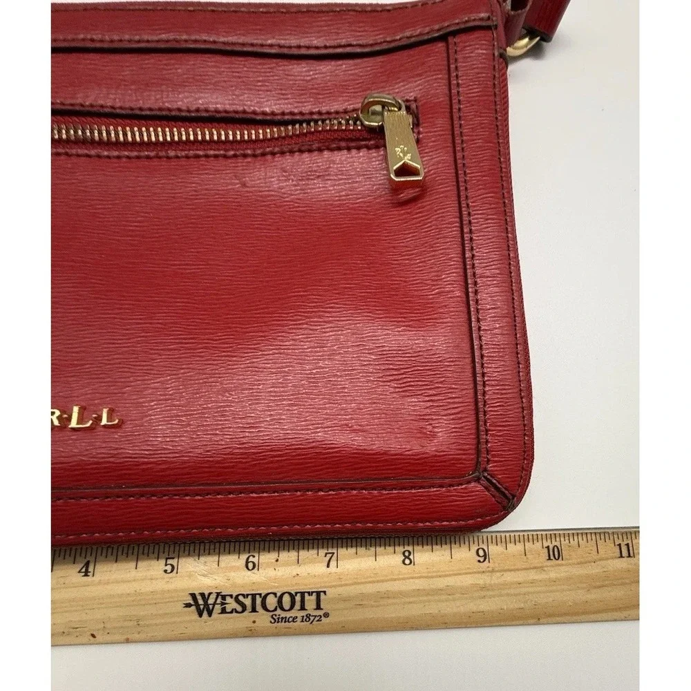 LRL Lauren Ralph Lauren Vintage Red Leather Gold‎ Zipper Purse Handbag